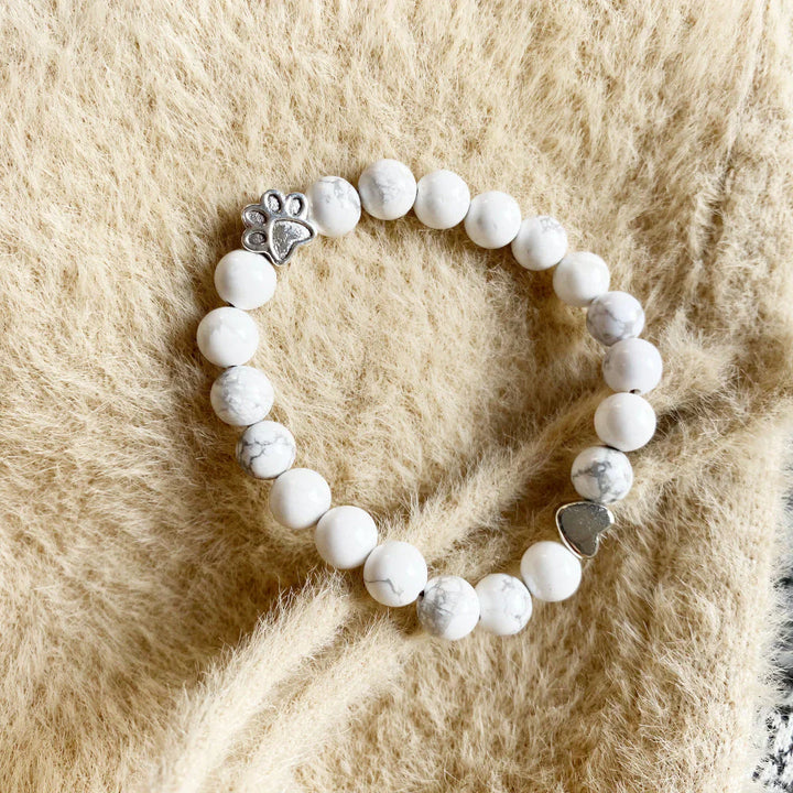 Davies  - Bracelet with paw & heart follower | Silver