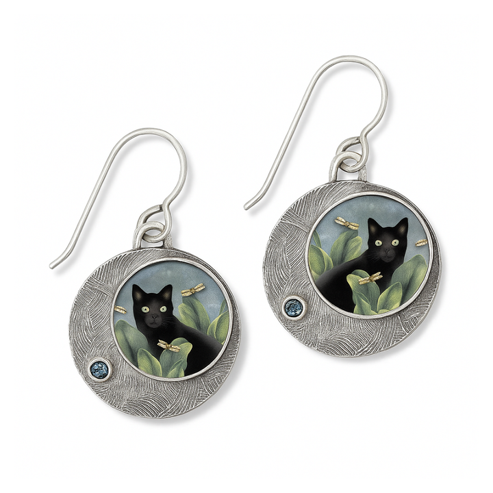 Kaelyn - Round vintage tissue earrings with hand-painted design