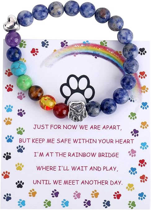 Makenna -Rainbow Bridge Memorial band with 7 chakra pearls | Silver
